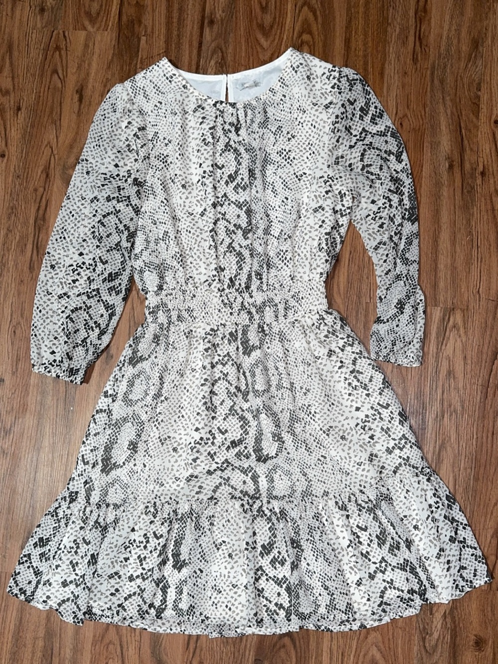 J. Crew Snakeskin Chiffon Smocked Waist Mini Dress
